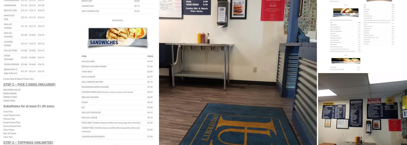 University Hots Menu