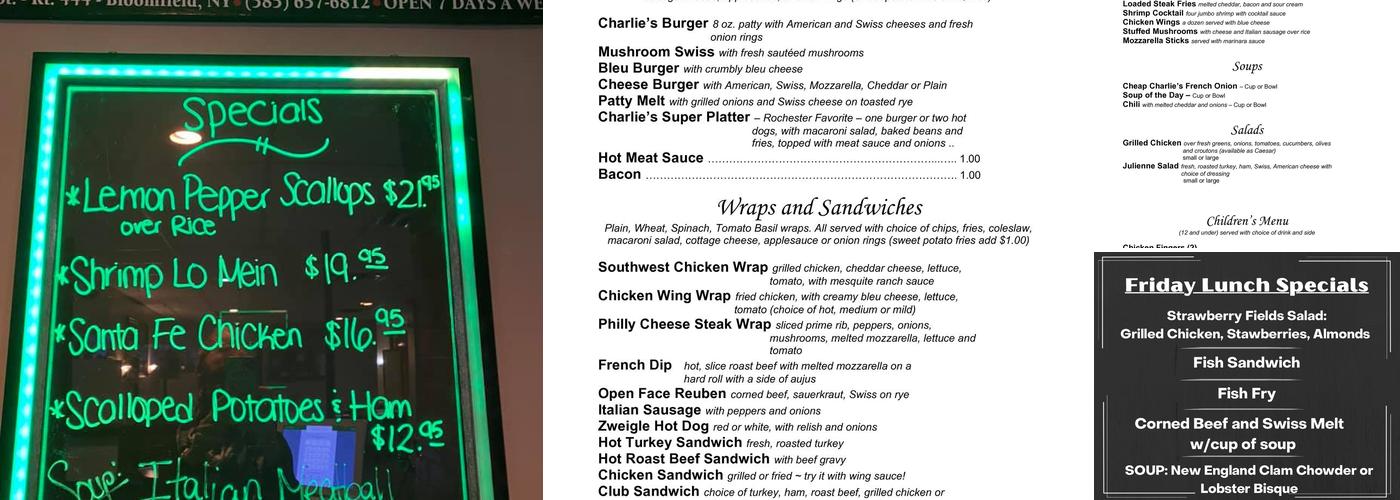 Cheap Charlie's Restaurant Menu