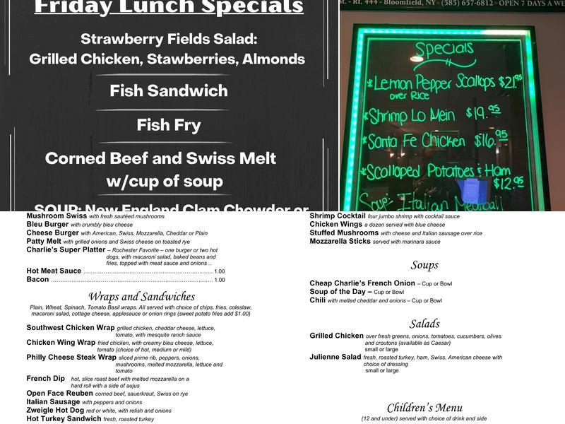 Cheap Charlie's Restaurant Menu