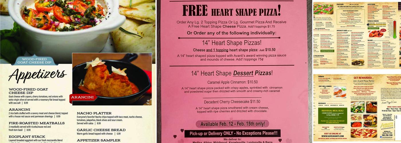 Avanti Pizza Menu