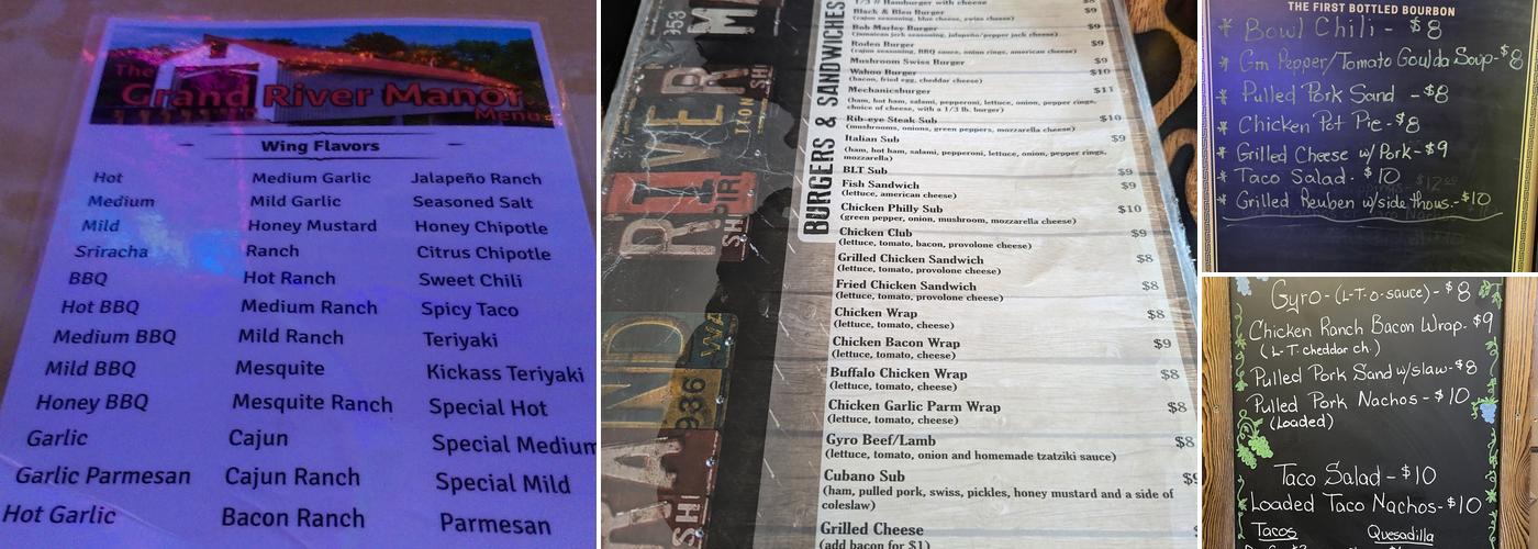 The Grand River Manor Menu