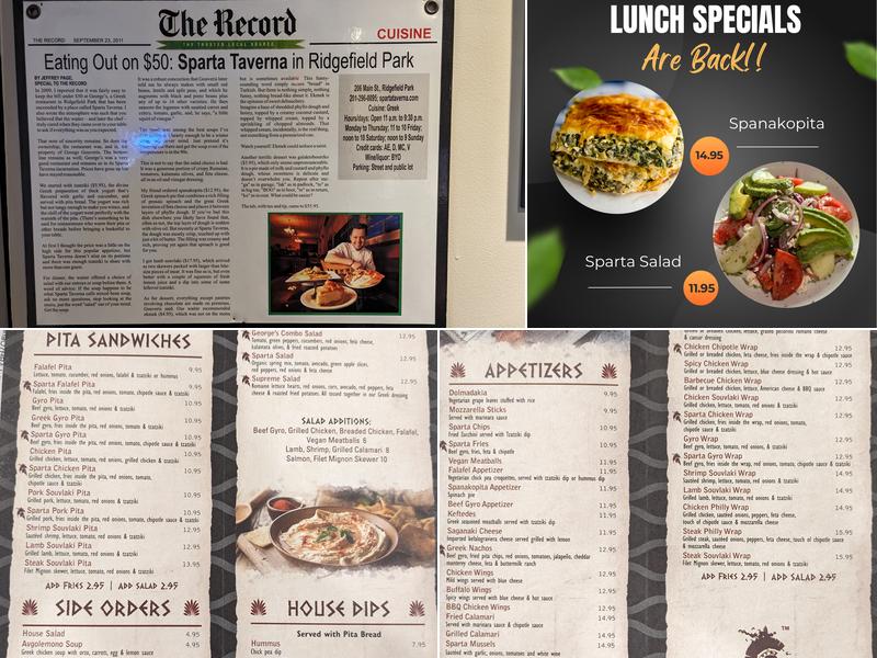 Sparta Taverna Menu