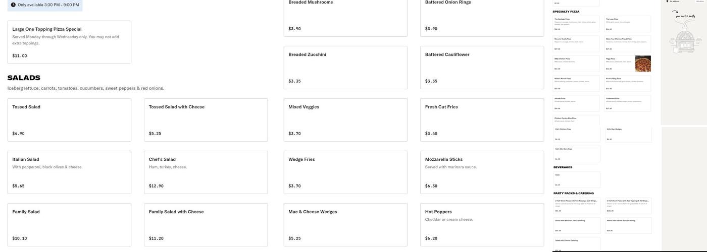 Corduroy’s Pizza Menu