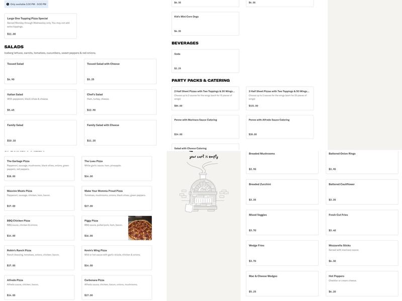 Corduroy’s Pizza Menu