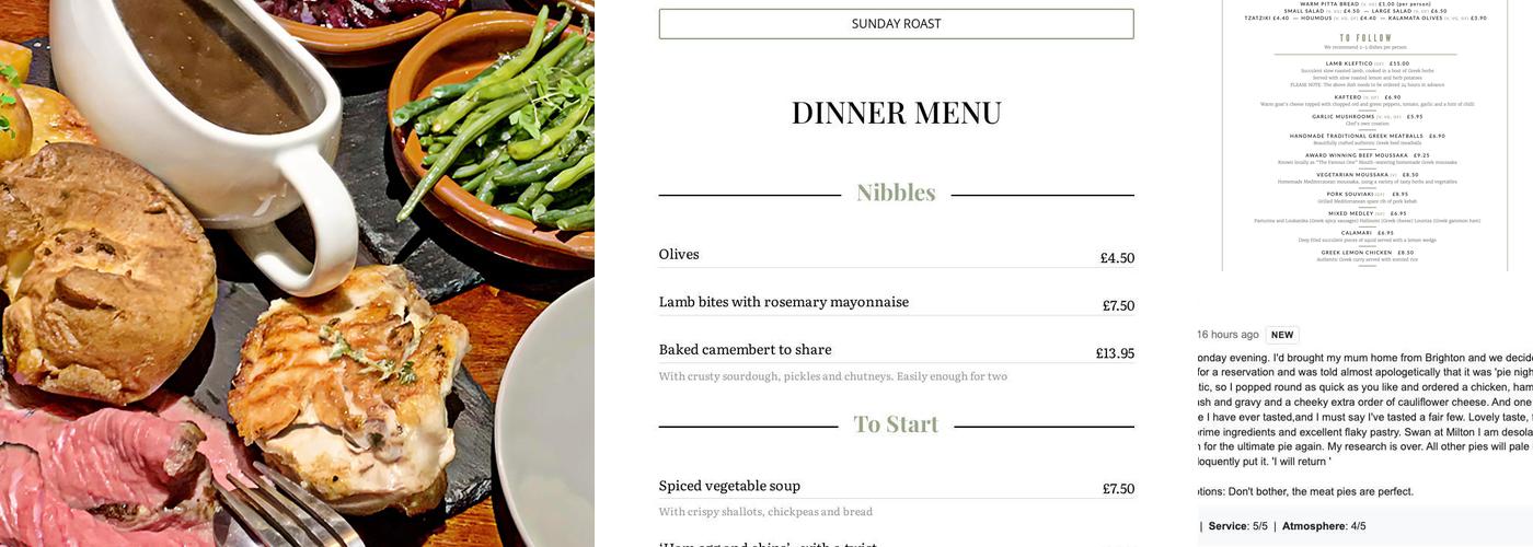 The Swan at Milton Menu