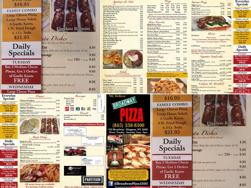 Matteo's Pizza Menu
