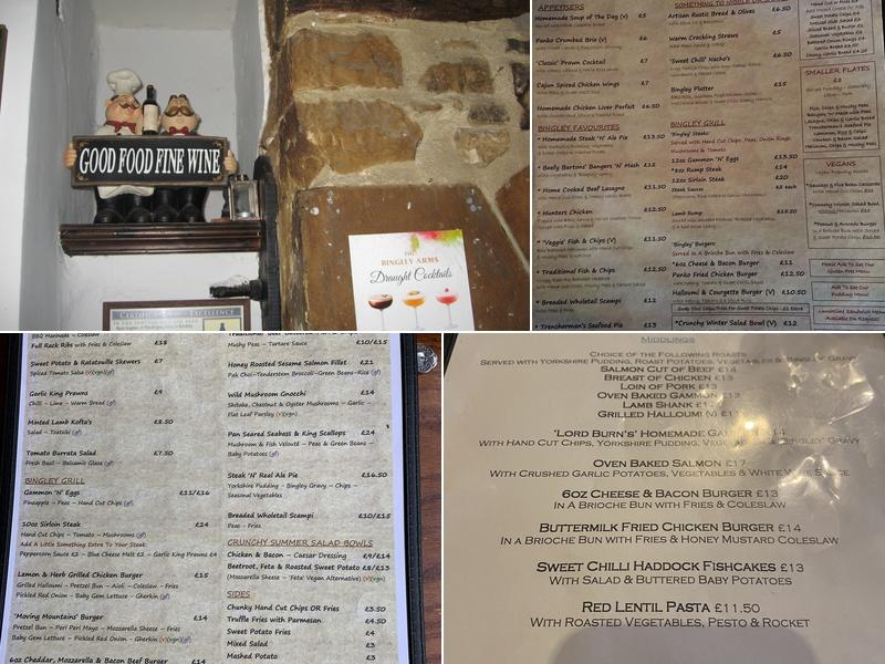 The Bingley Arms Menu