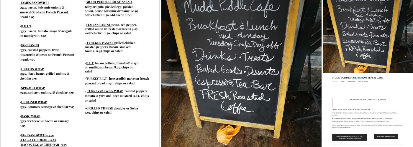 Mudd Puddle Coffee Roasters Menu