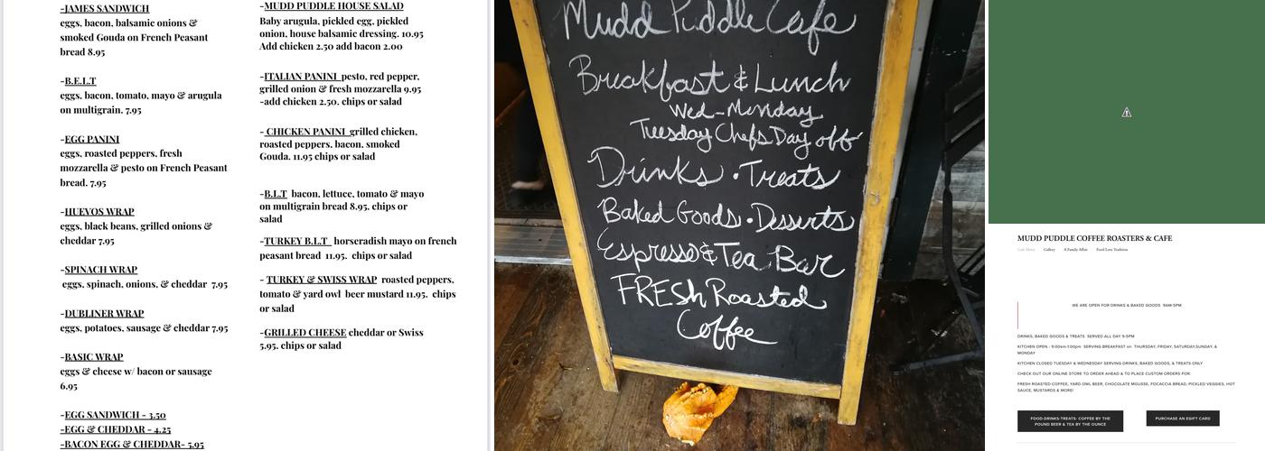 Mudd Puddle Coffee Roasters Menu