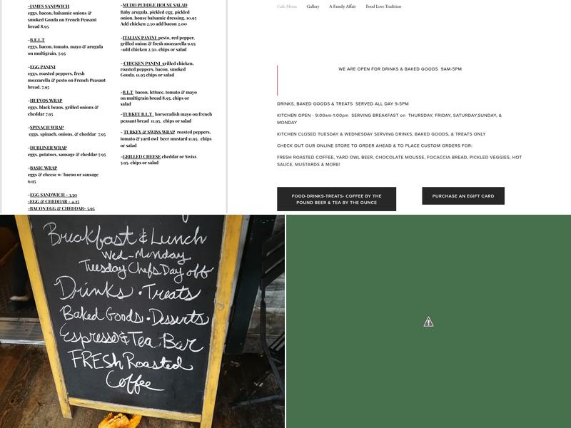 Mudd Puddle Coffee Roasters Menu