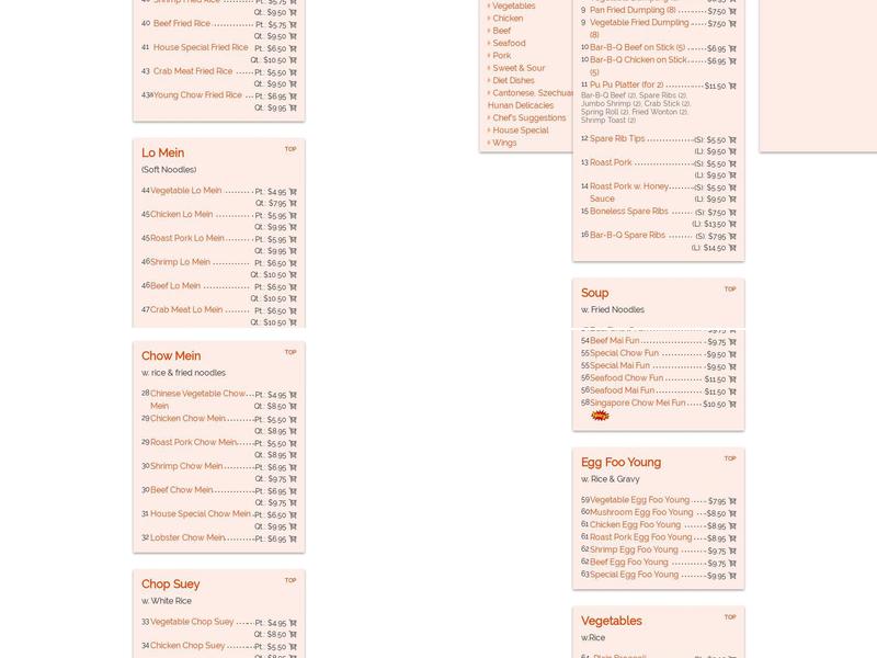 Great Wall Menu