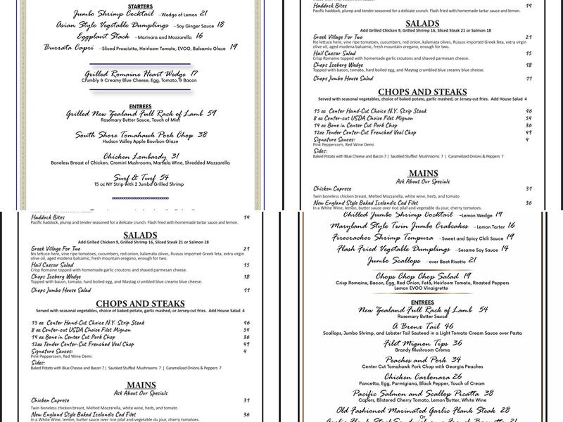 Chops Grille Menu
