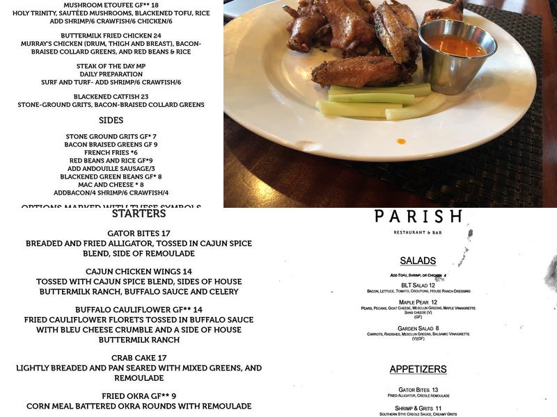 The Parish Menu