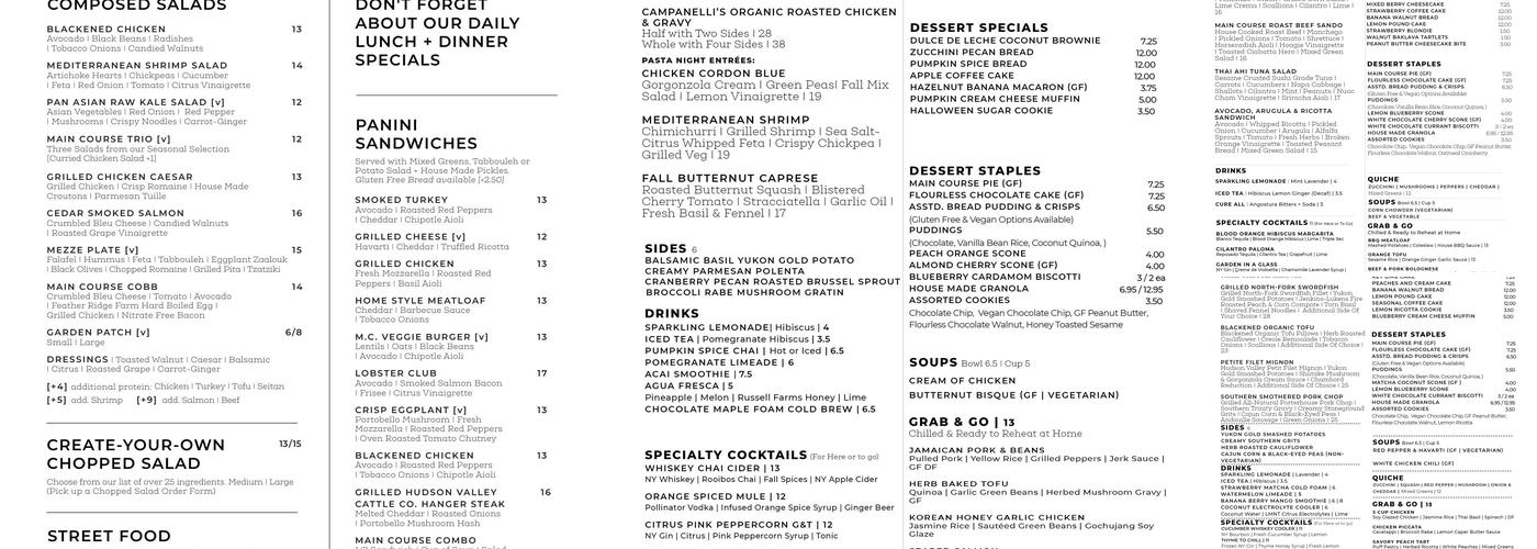 Main Course Marketplace Menu