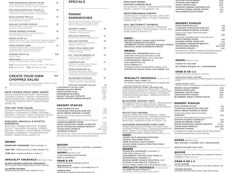 Main Course Marketplace Menu