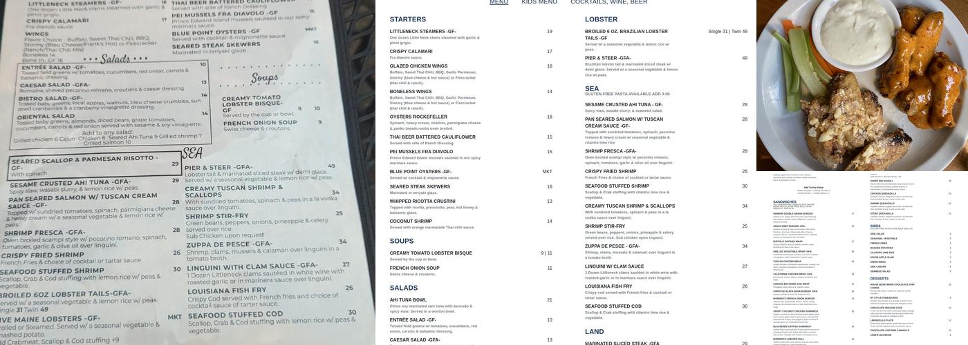 Mariner's Harbor Menu