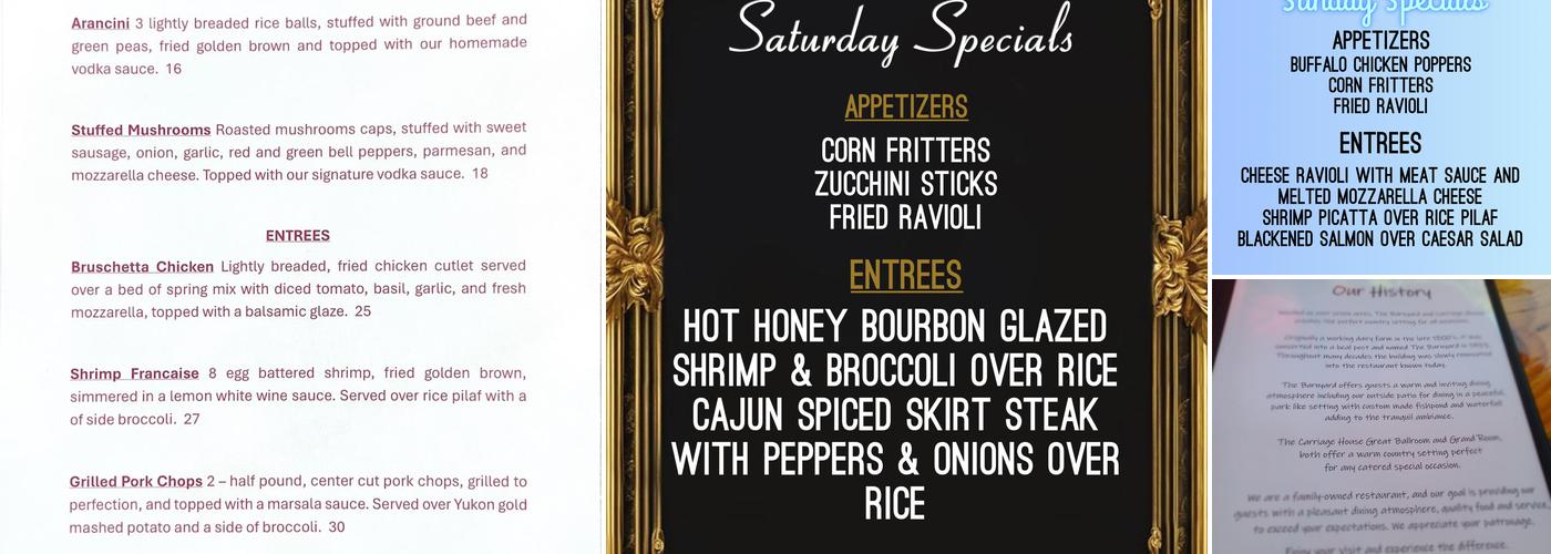 Barnyard & Carriage House Menu