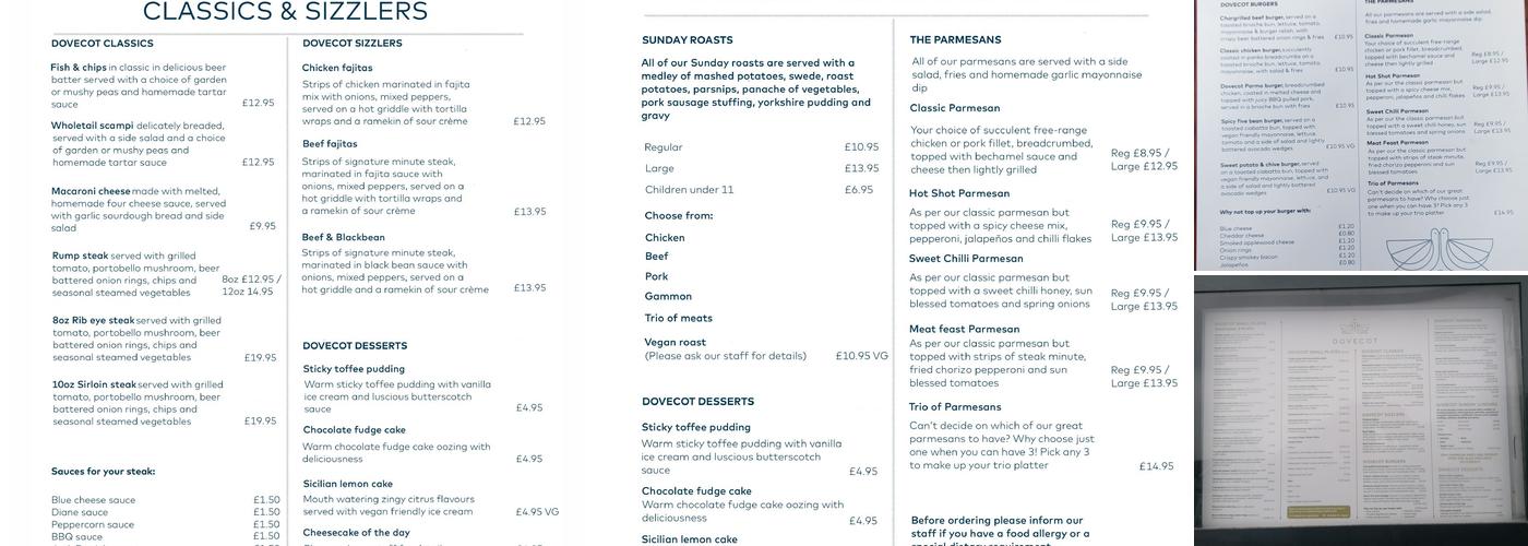 The Dovecot Menu