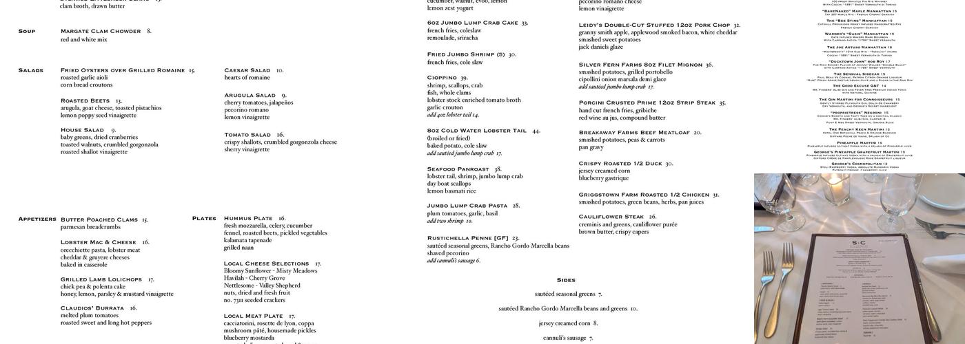 Steve & Cookie's By the Bay Menu