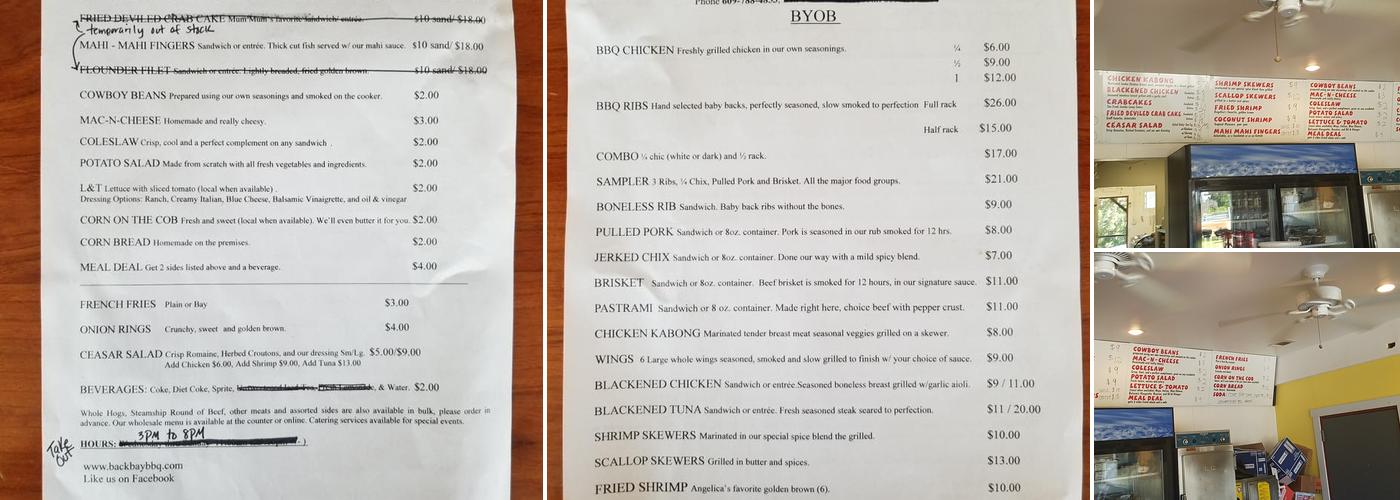 Back Bay Barbeque Menu