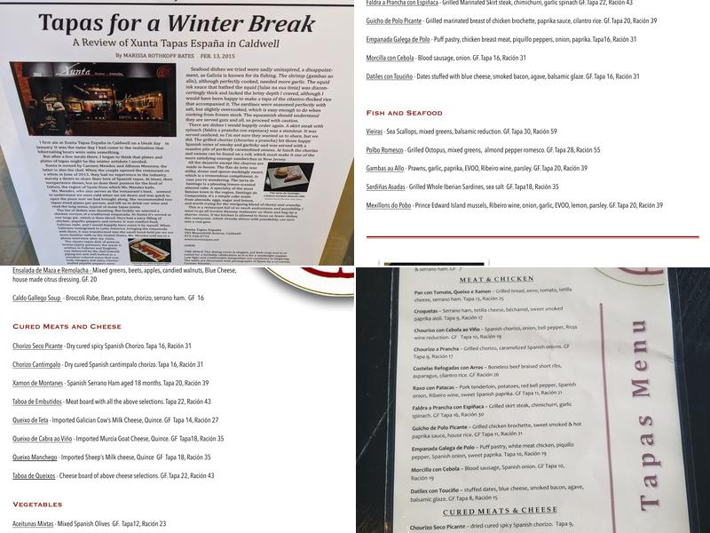 Xunta Tapas Espana Menu