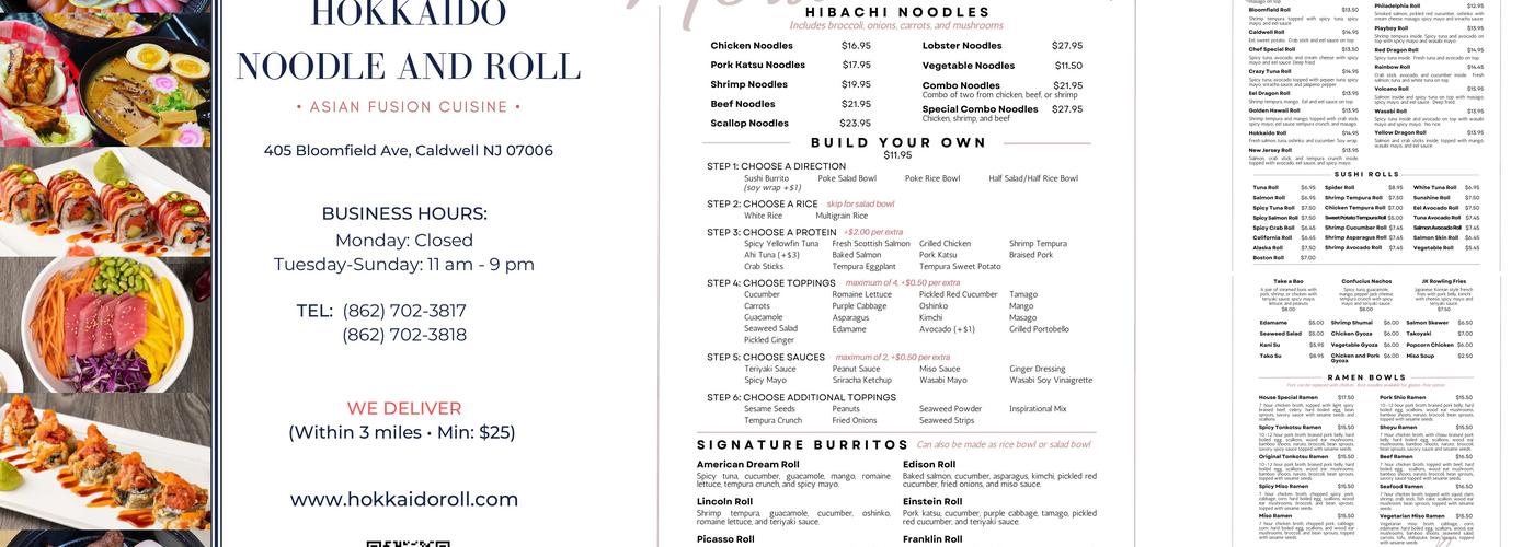 Hokkaido Noodle and Roll Menu