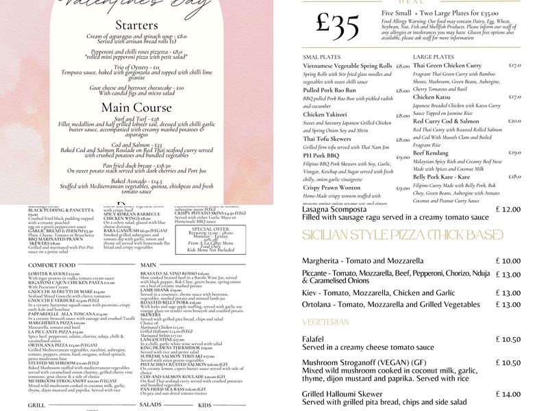 The Biddick Inn Menu