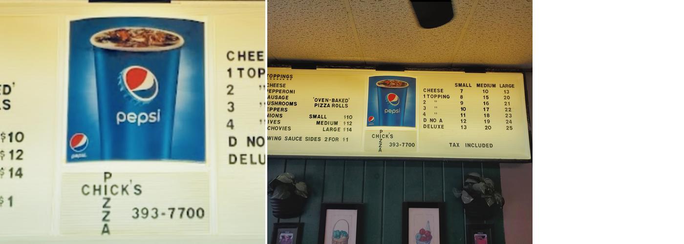 Chick's Pizzeria Menu