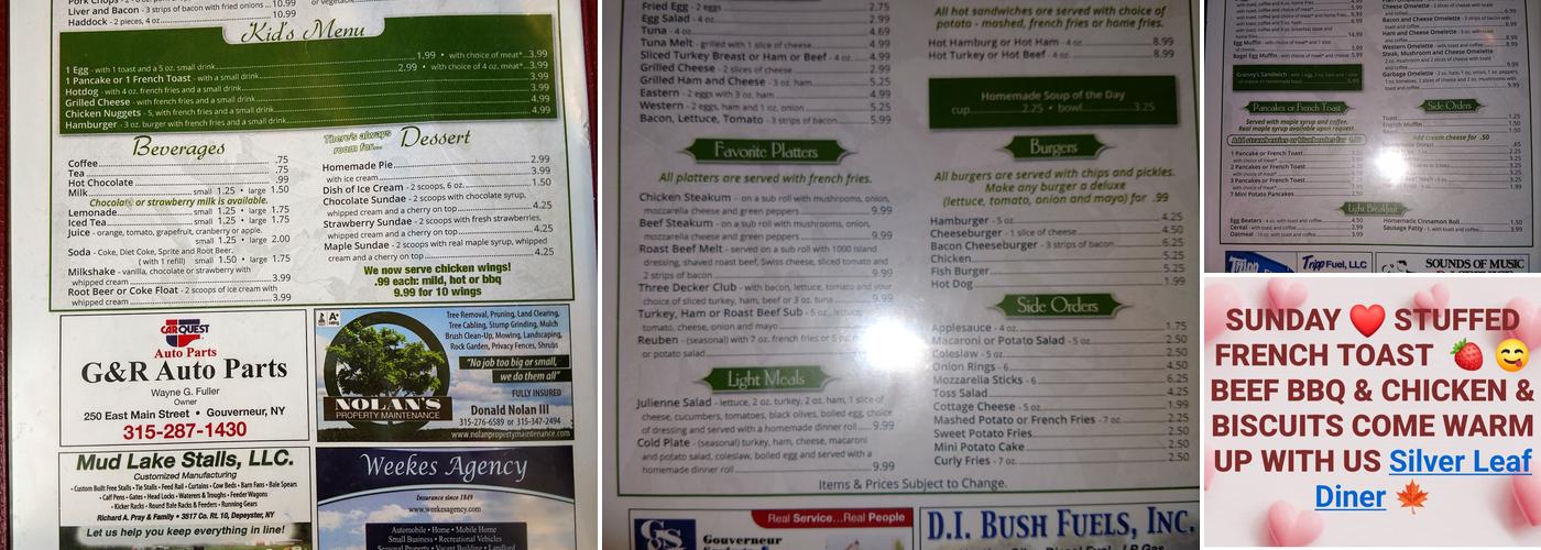 Silver Leaf Diner Menu