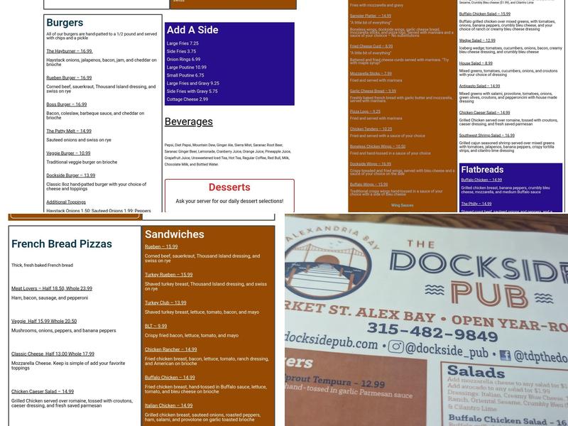 Dockside Pub Menu