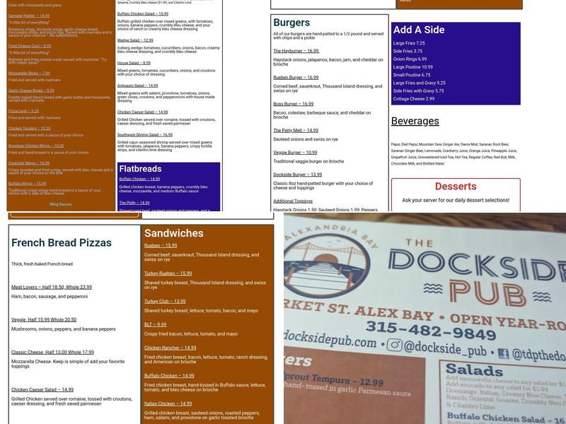 Dockside Pub Menu