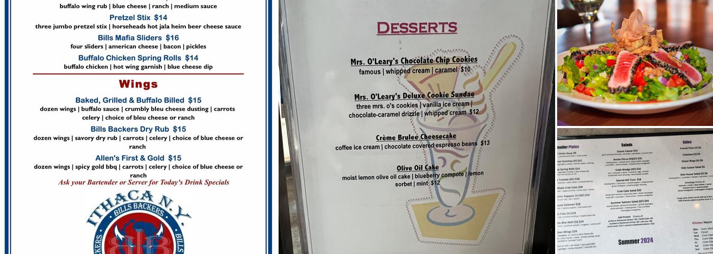 Ithaca Ale House Menu