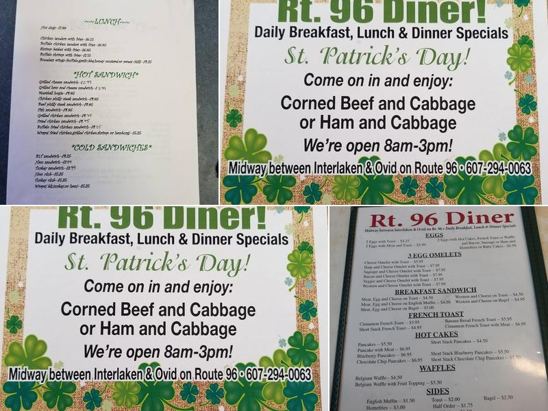 Route 96 Diner Menu
