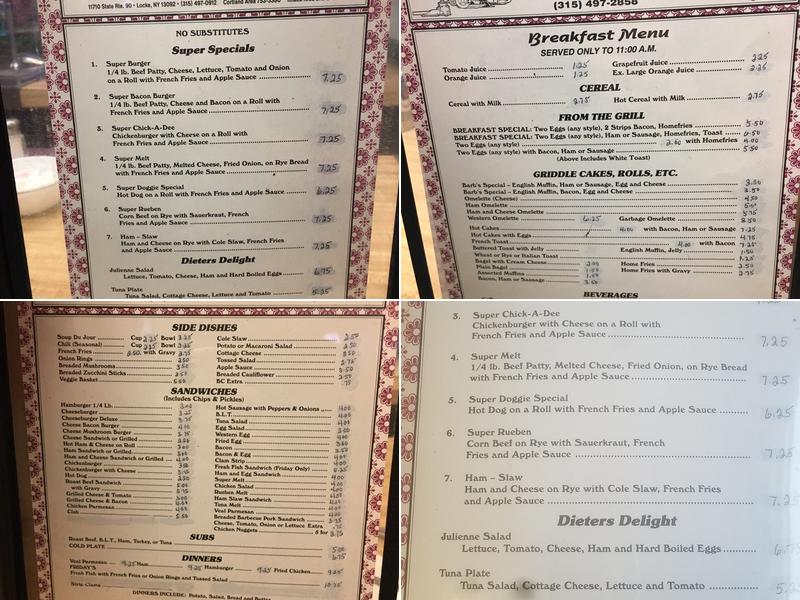 Barb's Diner Menu