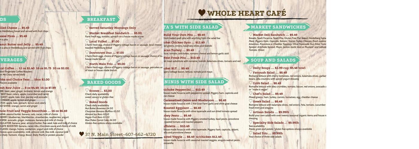 The Local Food Market & Cafe Menu