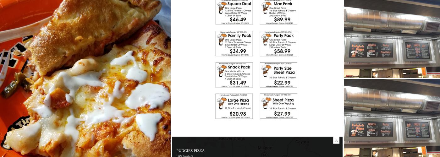 Pudgies Pizza Menu