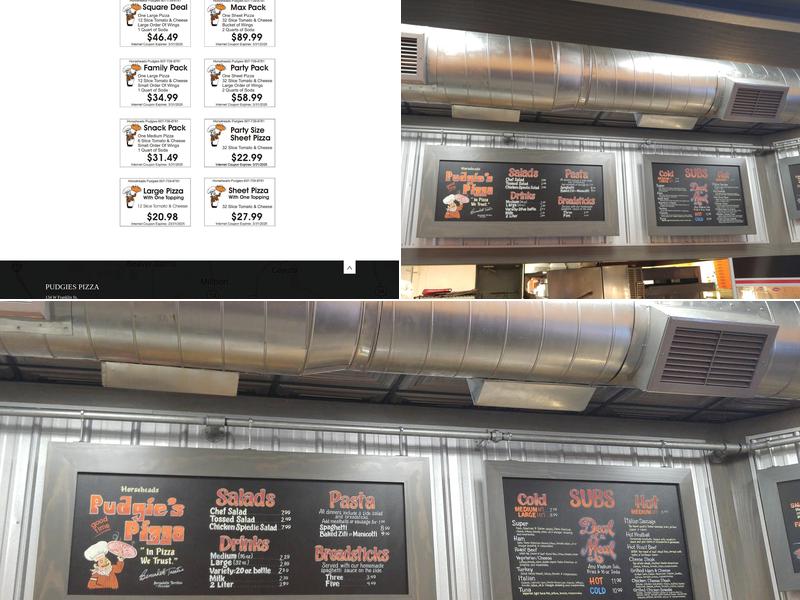 Pudgies Pizza Menu
