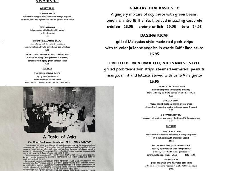 A Taste of Asia Menu