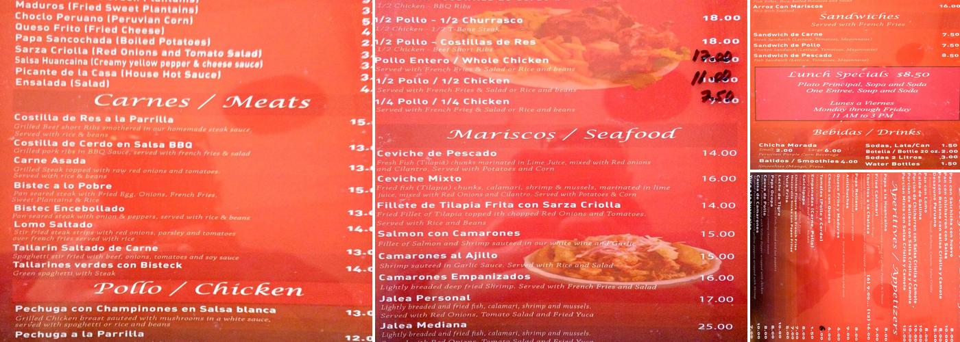 Miraflores Menu