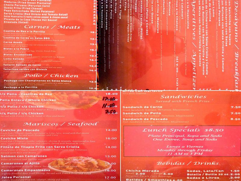Miraflores Menu