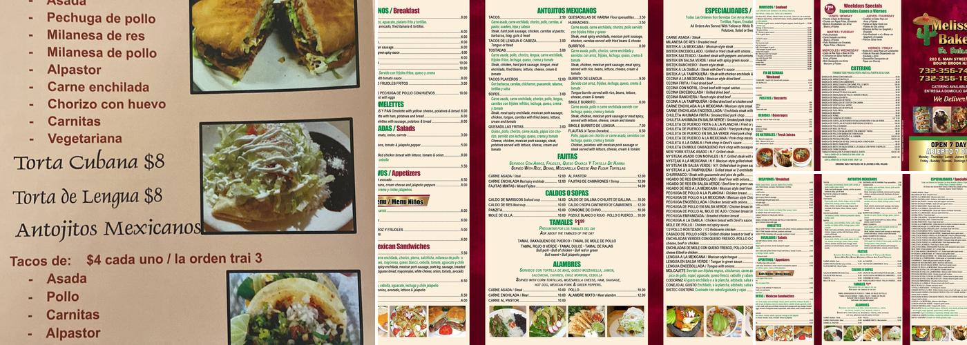 Melissa's restaurant Menu