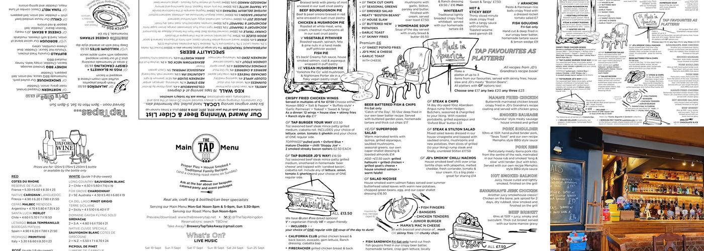 The Brewery Tap Menu