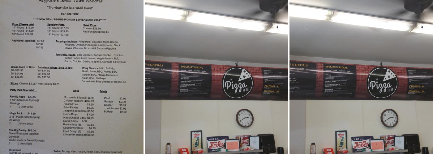 McGraws Small Town Pizzeria Menu