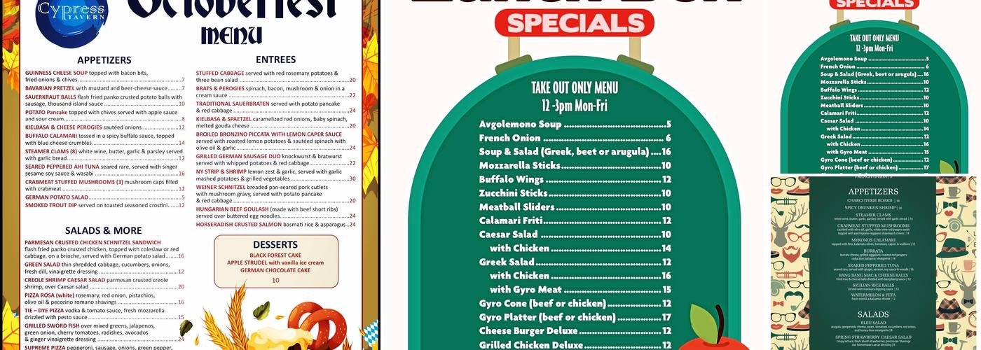 Cypress Tavern Menu