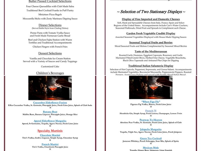 Smoke Rise Village Inn Menu