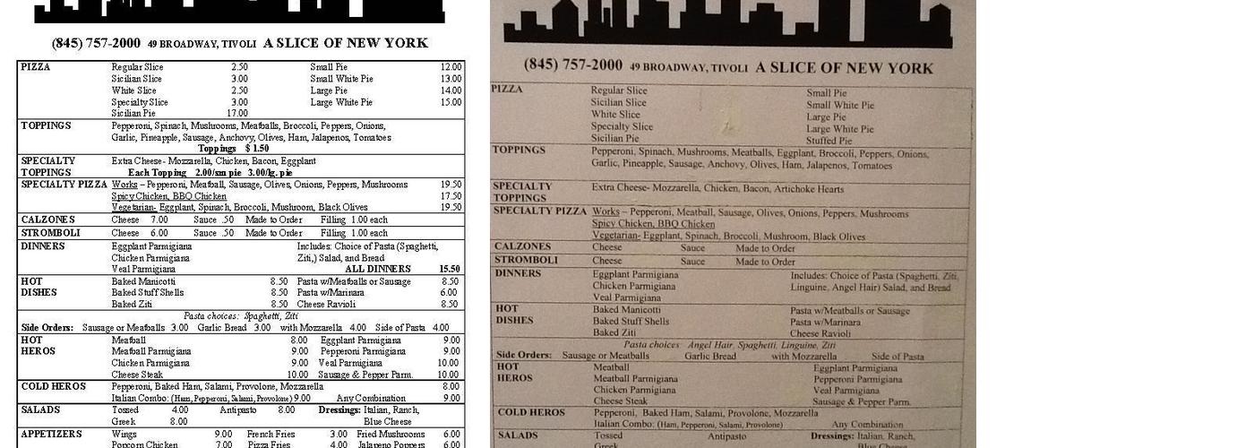 Broadway Pizza Menu
