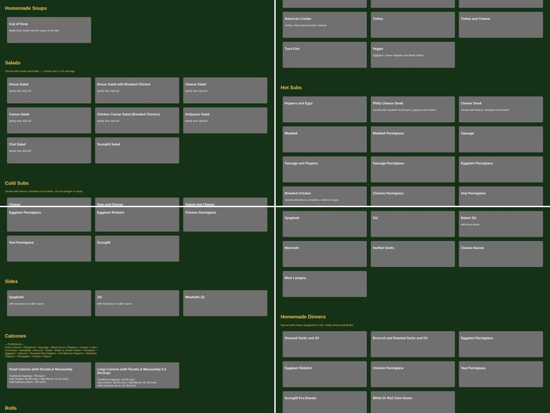 Vincenzo's Pizzeria & Ristorante Menu