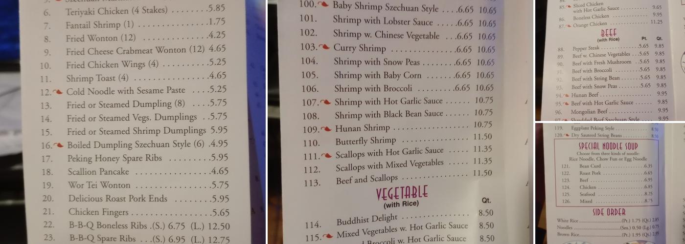 Szechuan King Menu