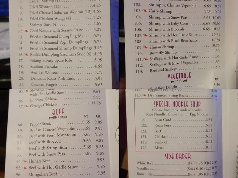 Szechuan King Menu
