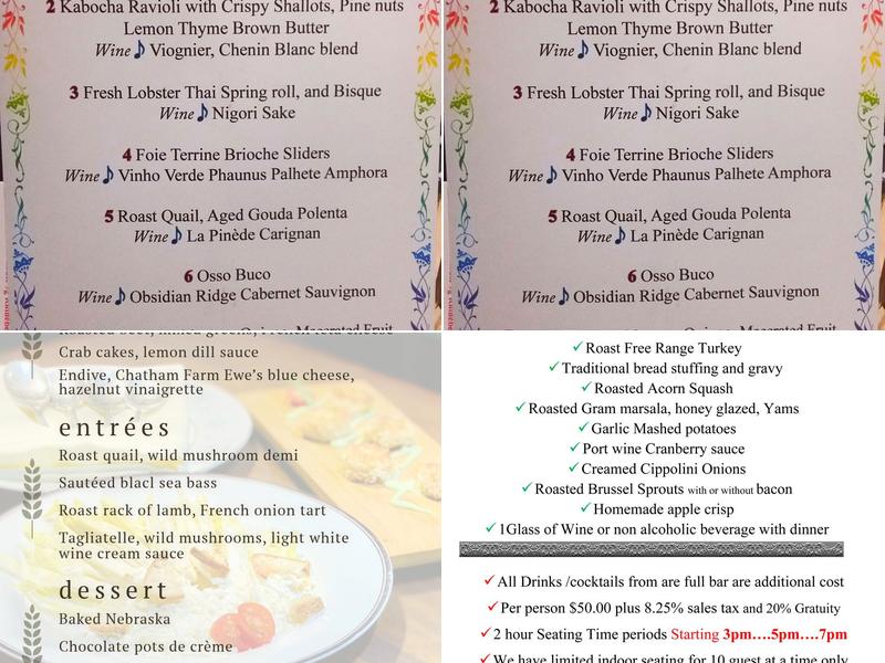 The Tasting Room Restaurant Menu